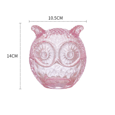 Pink Owl Glass Candlestick Ornaments Candy Jar Wine Glass 32