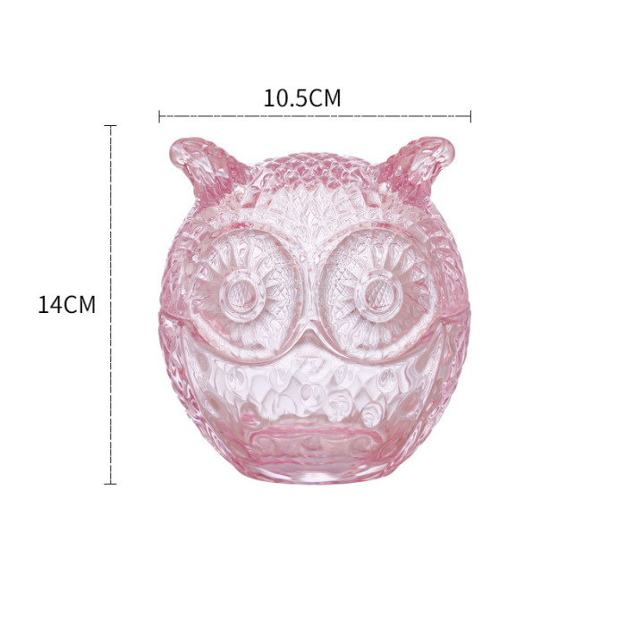 Pink Owl Glass Candlestick Ornaments Candy Jar Wine Glass 32